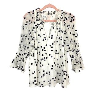 Rebecca Taylor Silk Blend Embroidered Floral Top XS